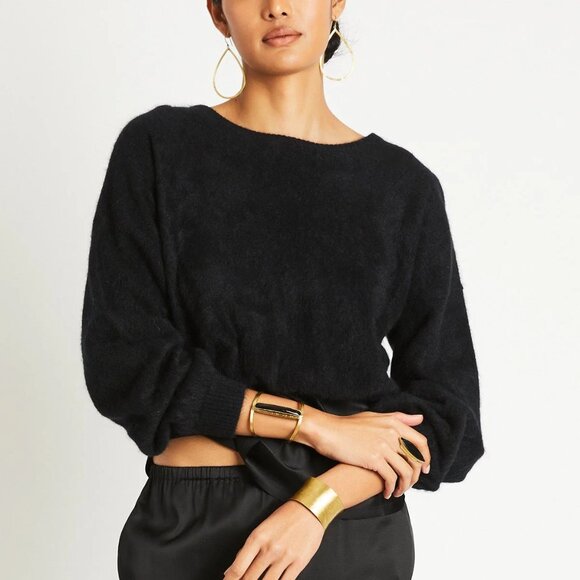 Dolman-style Cashmere Sweater - Black - Picture 1 of 8